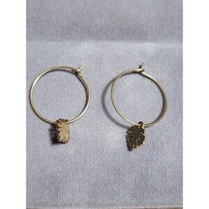 Monstera Charm 14k Gold Plated Stainless Steel Hoop Earrings